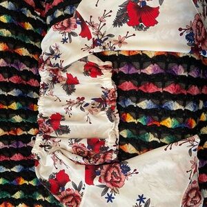 Floral Print White and Red Top